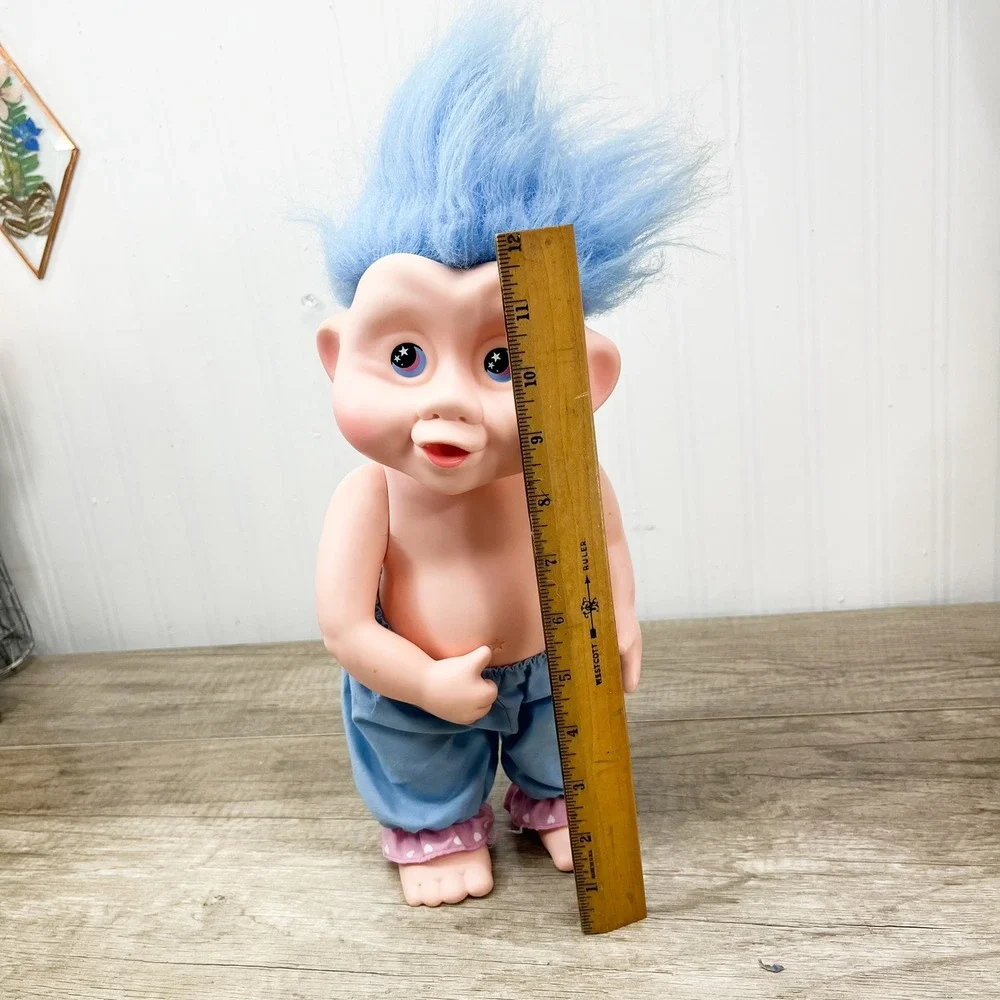 Vintage Applause Magic Trolls Doll‎ Blue Hair Star Eyes 12 Inch Vinyl Figure